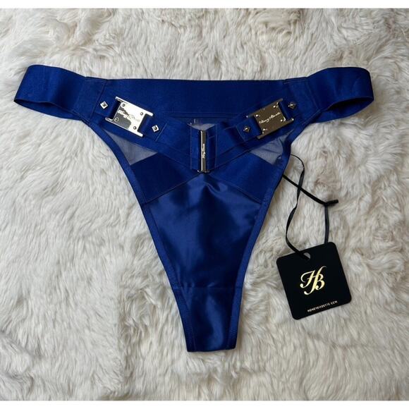 Honey Birdette KEELY💙 Navy Blue & Gold 2 Piece Set 32C & Small Thong - Picture 7 of 9